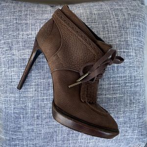 Burberry Prorsum suede embossed kiltie booties